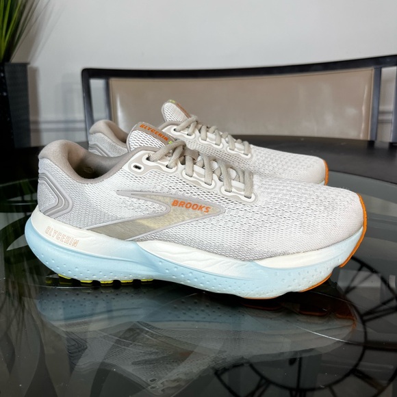 Brooks Glycerin GTS 21 Running Shoes Coconut Beige Blue Women's Sz 11 - Picture 2 of 5